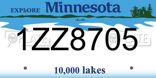 1ZZ8705 Minnesota License Plate