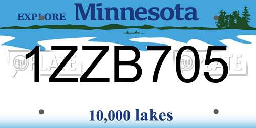 1ZZB705 Minnesota License Plate