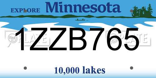 1ZZB765 Minnesota License Plate