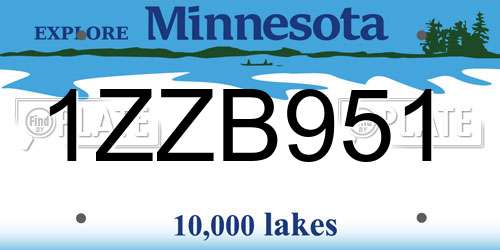 1ZZB951 Minnesota License Plate