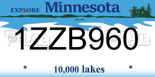 1ZZB960 Minnesota License Plate