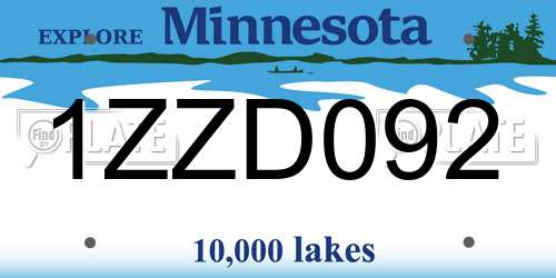 1ZZD092 Minnesota License Plate