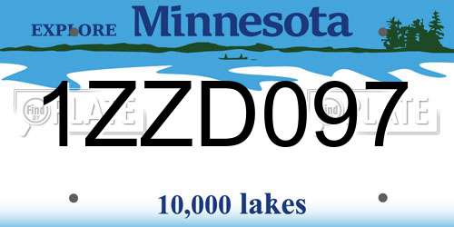 1ZZD097 Minnesota License Plate