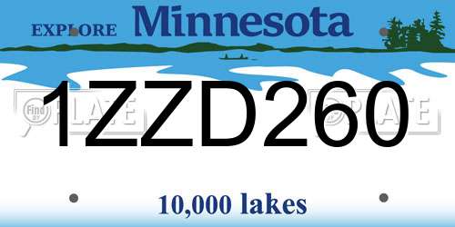 1ZZD260 Minnesota License Plate