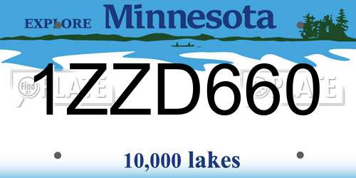 1ZZD660 Minnesota License Plate