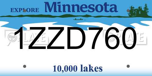 1ZZD760 Minnesota License Plate