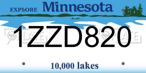 1ZZD820 Minnesota License Plate