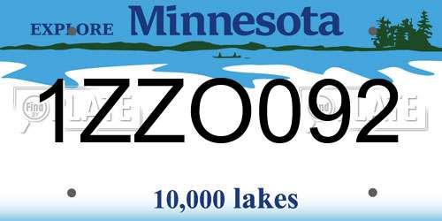 1ZZO092 Minnesota License Plate