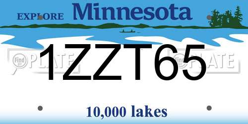 1ZZT65 Minnesota License Plate