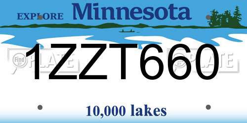 1ZZT660 Minnesota License Plate