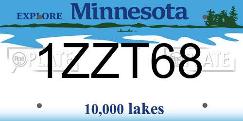 1ZZT68 Minnesota License Plate