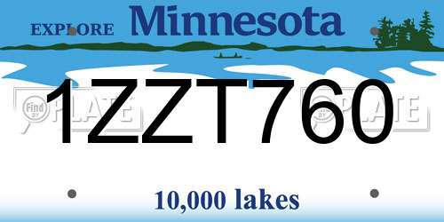 1ZZT760 Minnesota License Plate