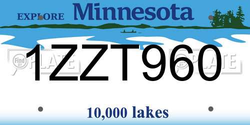 1ZZT960 Minnesota License Plate