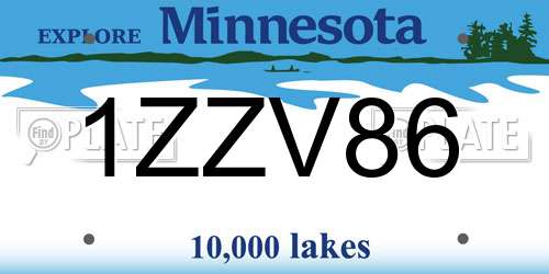 1ZZV86 Minnesota License Plate