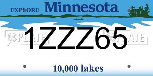 1ZZZ65 Minnesota License Plate