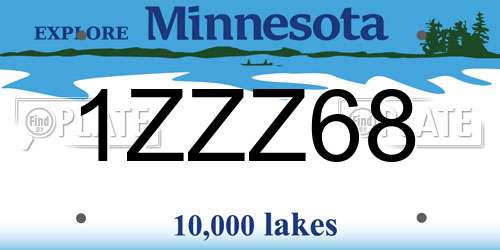1ZZZ68 Minnesota License Plate