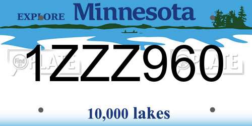 1ZZZ960 Minnesota License Plate