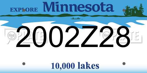 2002Z28 Minnesota License Plate