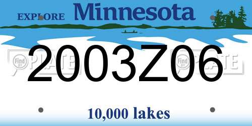 2003Z06 Minnesota License Plate