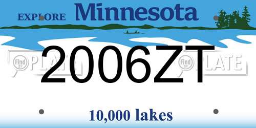 2006ZT Minnesota License Plate
