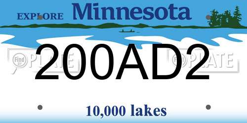 200AD2 Minnesota License Plate