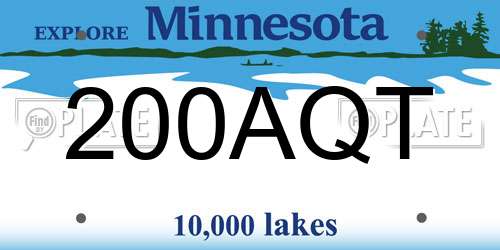 200AQT Minnesota License Plate