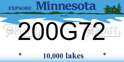 200G72 Minnesota License Plate