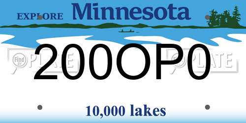 200OP0 Minnesota License Plate