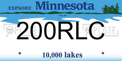 200RLC Minnesota License Plate