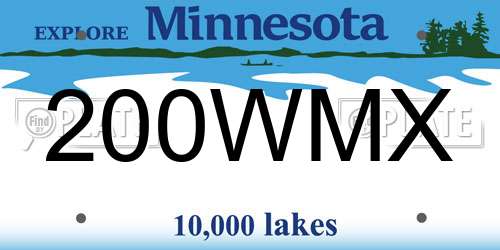 200WMX Minnesota License Plate