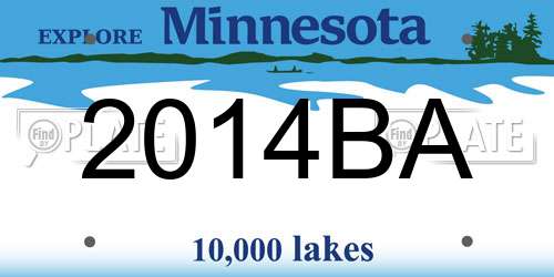 2014BA Minnesota License Plate