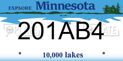 201AB4 Minnesota License Plate