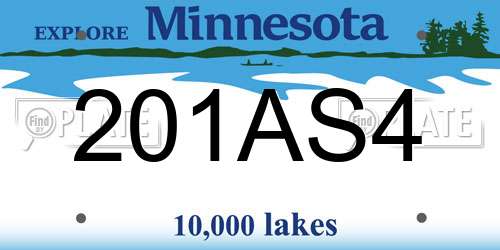 201AS4 Minnesota License Plate