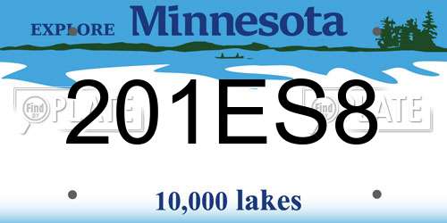 201ES8 Minnesota License Plate