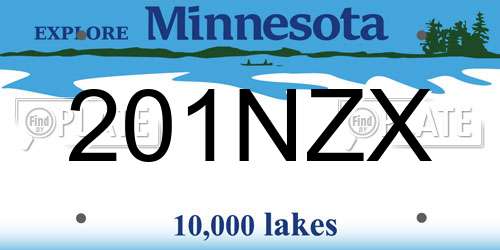 201NZX Minnesota License Plate