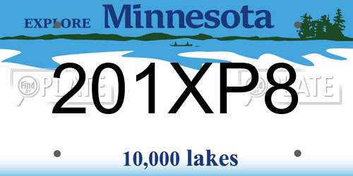 201XP8 Minnesota License Plate