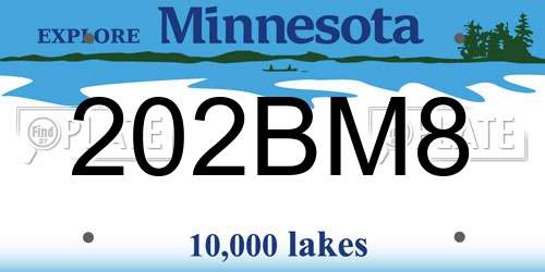 202BM8 Minnesota License Plate