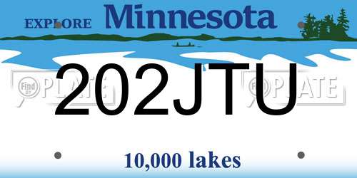 202JTU Minnesota License Plate