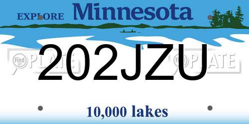 202JZU Minnesota License Plate