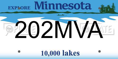 202MVA Minnesota License Plate