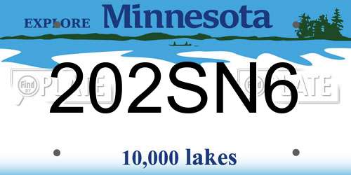 202SN6 Minnesota License Plate