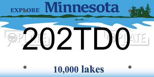 202TD0 Minnesota License Plate