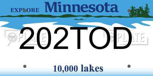 202TOD Minnesota License Plate