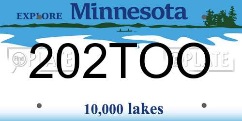202TOO Minnesota License Plate