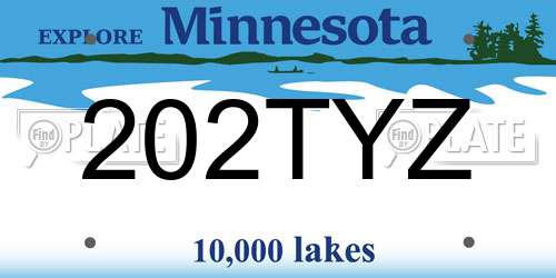 202TYZ Minnesota License Plate