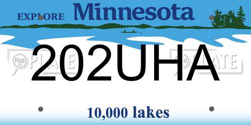 202UHA Minnesota License Plate