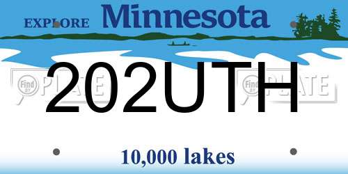 202UTH Minnesota License Plate
