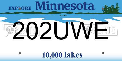 202UWE Minnesota License Plate