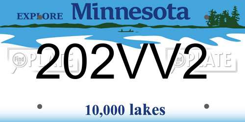202VV2 Minnesota License Plate