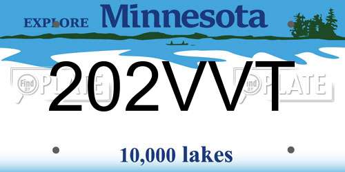202VVT Minnesota License Plate